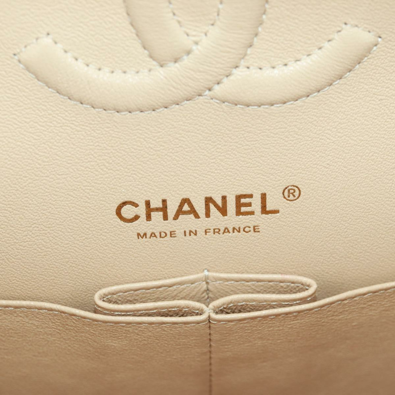 【日本直送】香奈兒雙蓋雙鏈絎縫25手袋,魚子醬紋小牛皮,CC標誌,正品SK012SM-24