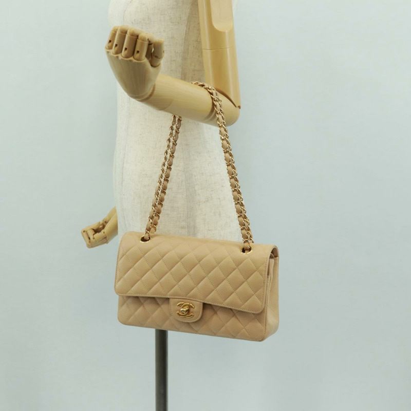 【日本直送】香奈兒雙蓋雙鏈絎縫25手袋,魚子醬紋小牛皮,CC標誌,正品SK012SM-29