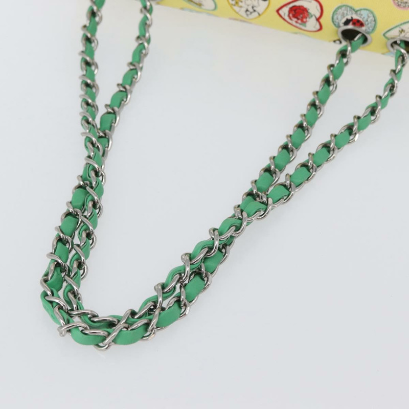 【日本直送】香奈兒 Chain Matelasse 23 肩背包 帆布 黃色 銀色 CC 標誌 Auth 168057SM-6