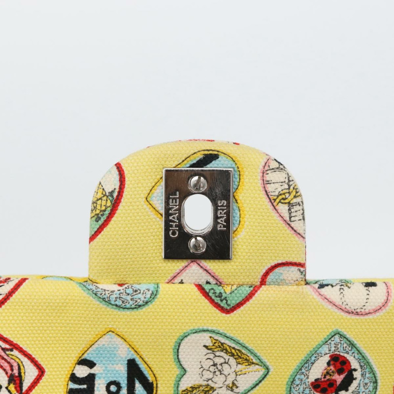 【日本直送】香奈兒 Chain Matelasse 23 肩背包 帆布 黃色 銀色 CC 標誌 Auth 168057SM-7