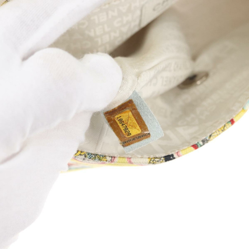 【日本直送】香奈兒 Chain Matelasse 23 肩背包 帆布 黃色 銀色 CC 標誌 Auth 168057SM-9