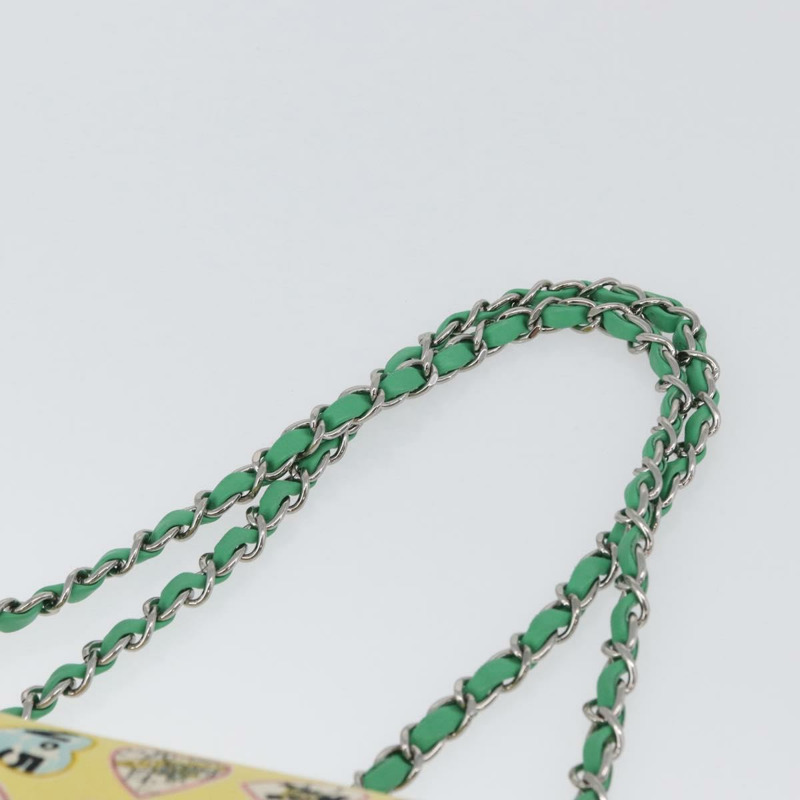 【日本直送】香奈兒 Chain Matelasse 23 肩背包 帆布 黃色 銀色 CC 標誌 Auth 168057SM-13