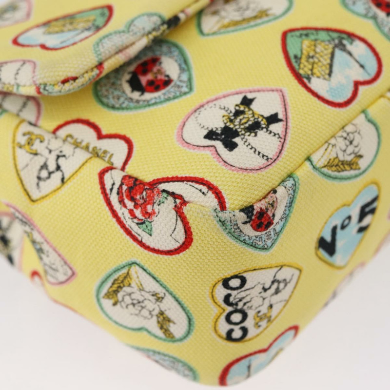 【日本直送】香奈兒 Chain Matelasse 23 肩背包 帆布 黃色 銀色 CC 標誌 Auth 168057SM-15