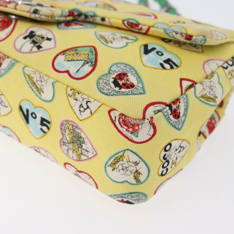 【日本直送】香奈兒 Chain Matelasse 23 肩背包 帆布 黃色 銀色 CC 標誌 Auth 168057SM-16