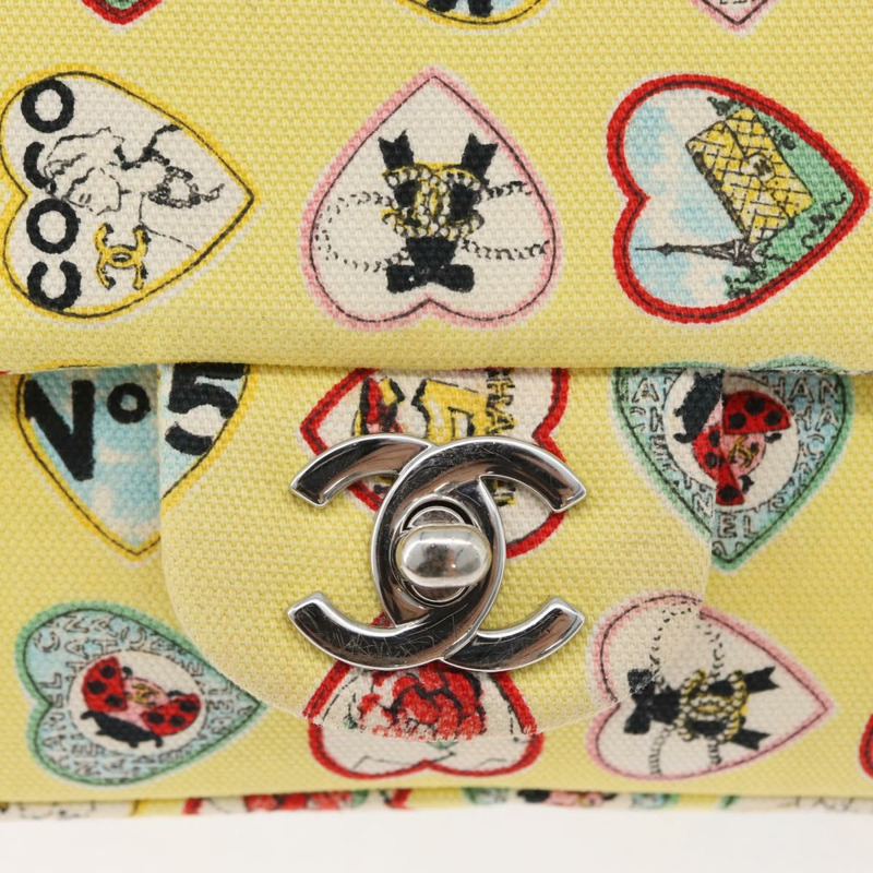 【日本直送】香奈兒 Chain Matelasse 23 肩背包 帆布 黃色 銀色 CC 標誌 Auth 168057SM-19