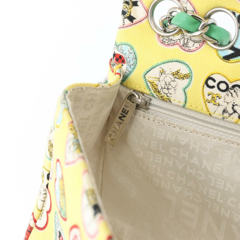【日本直送】香奈兒 Chain Matelasse 23 肩背包 帆布 黃色 銀色 CC 標誌 Auth 168057SM-26