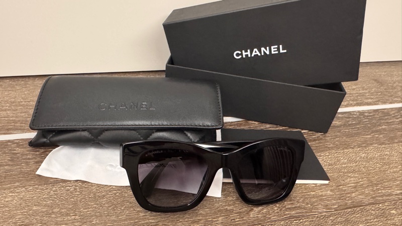 近全新Chanel香奈兒明星同款 基本款經典爆款黑銀logo黑框小臉太陽眼鏡 墨鏡-3
