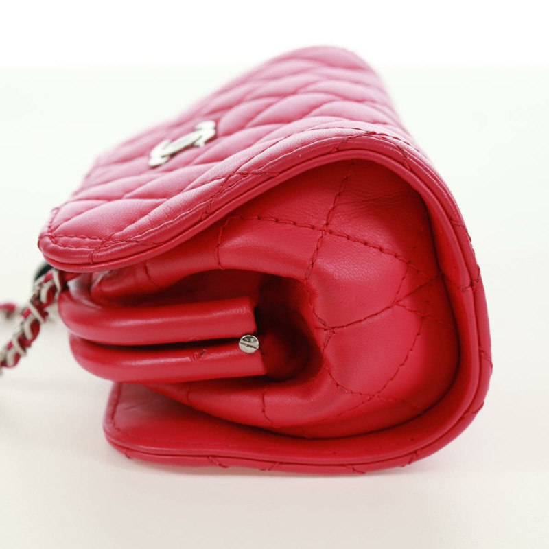 【日本直送】香奈兒 (CHANEL) 絎縫鏈條肩背包，粉紅銀色雙C標誌皮革款，貨號 171159SAM-2