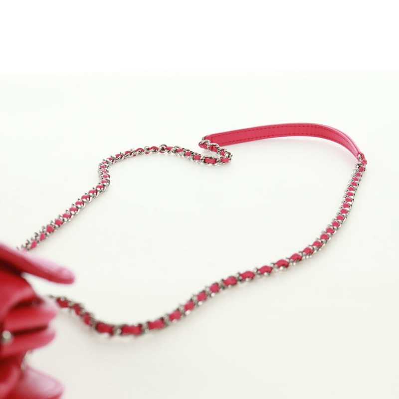 【日本直送】香奈兒 (CHANEL) 絎縫鏈條肩背包，粉紅銀色雙C標誌皮革款，貨號 171159SAM-13