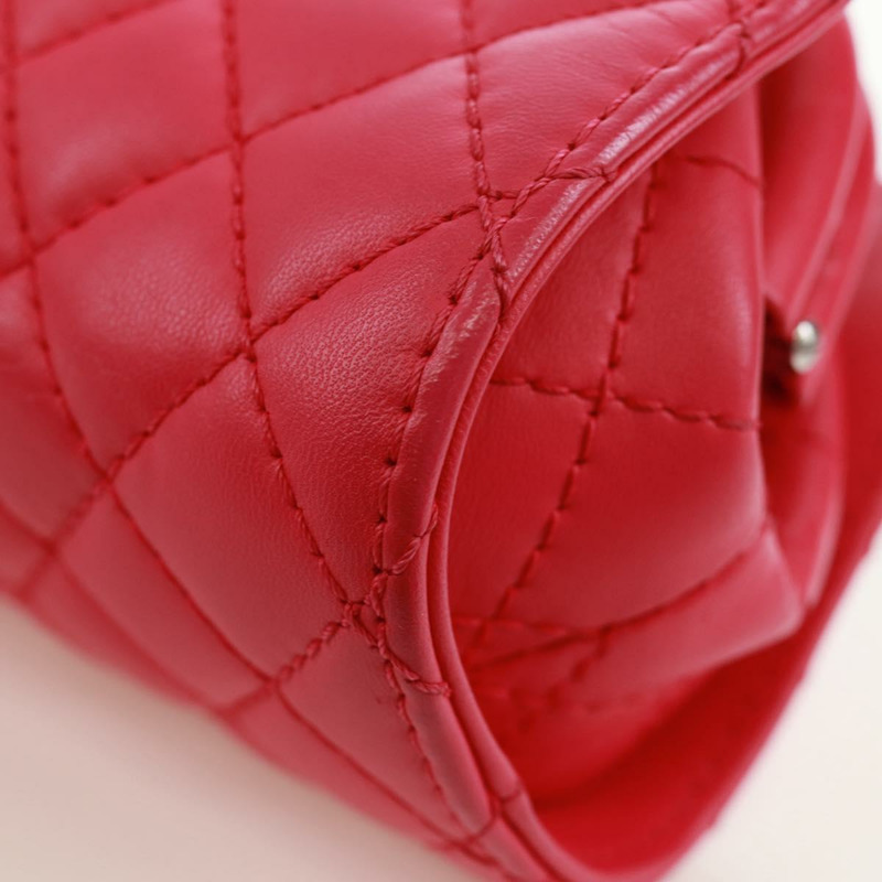 【日本直送】香奈兒 (CHANEL) 絎縫鏈條肩背包，粉紅銀色雙C標誌皮革款，貨號 171159SAM-16