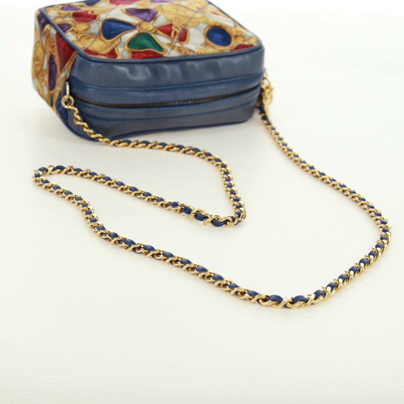 【日本直送】香奈兒 (CHANEL) 絎縫鏈條肩背包,絲綢多色金色雙C標誌,正品編號 172070SAV-6