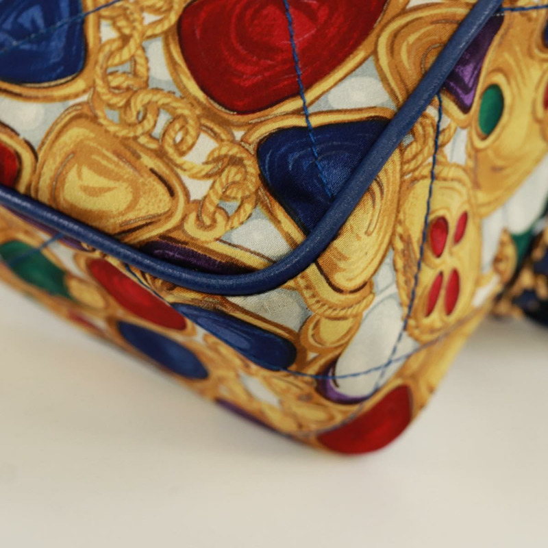 【日本直送】香奈兒 (CHANEL) 絎縫鏈條肩背包,絲綢多色金色雙C標誌,正品編號 172070SAV-17