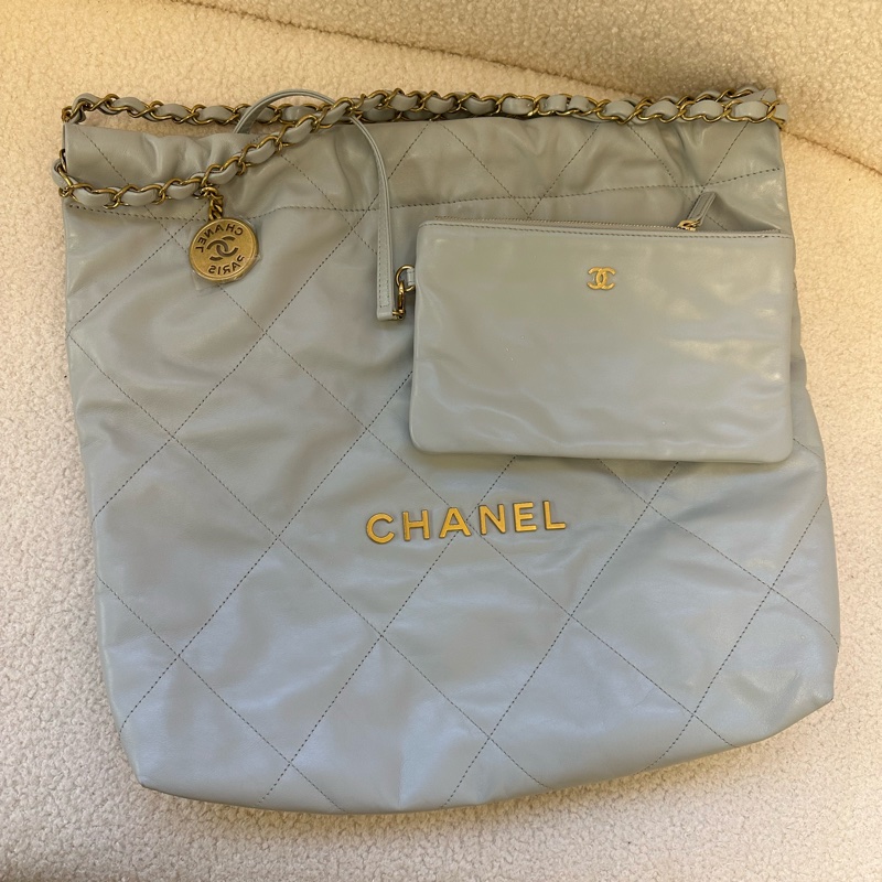 CHANEL 香奈兒 22Bag 23B 超大容量 皮穿鏈 菱格 23年 晶片款-8