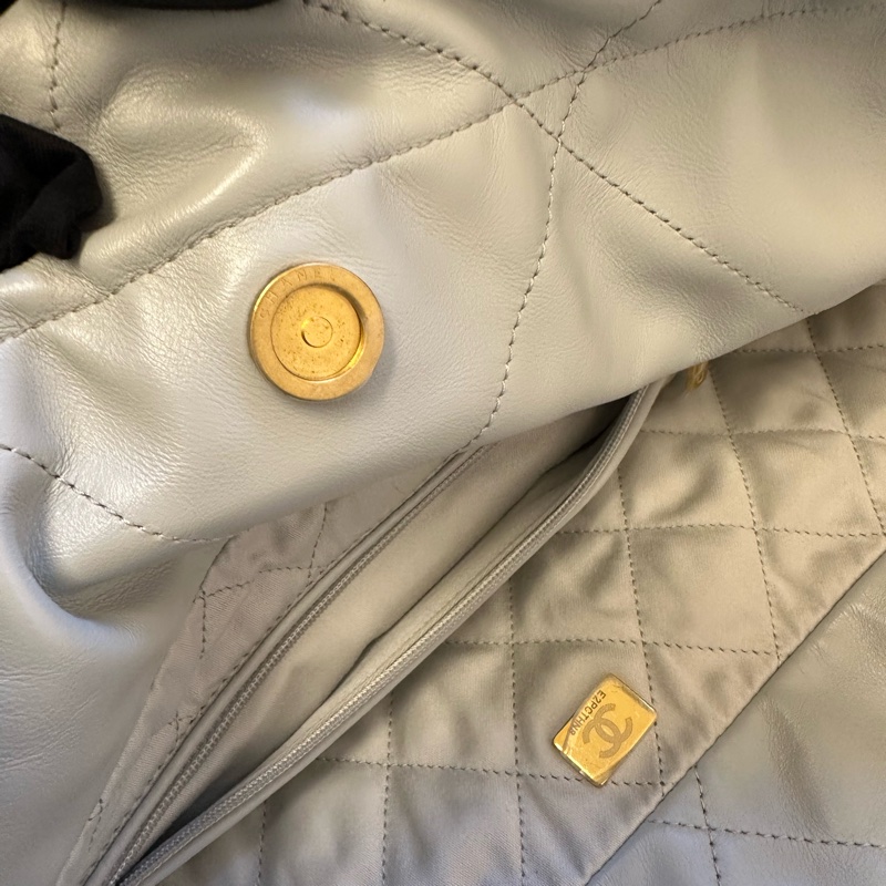 CHANEL 香奈兒 22Bag 23B 超大容量 皮穿鏈 菱格 23年 晶片款-9