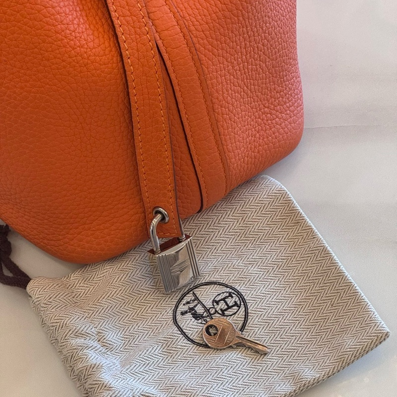 Hermes 愛馬仕 Picotin 菜籃子18/手提包/愛馬仕橘/95新美品-1