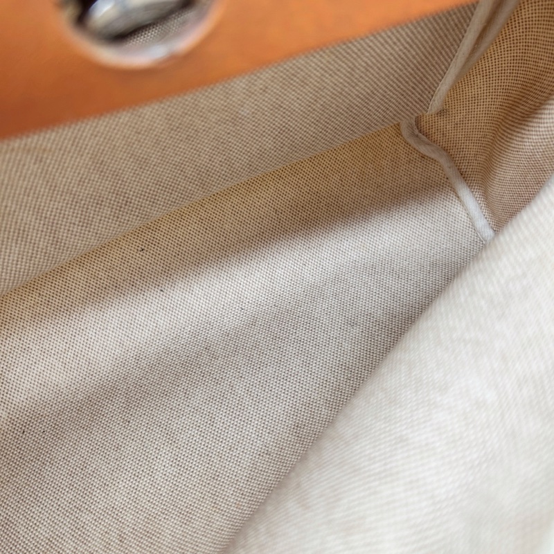 「JL精品代購」愛馬仕米色帆布拼皮2way herbag小號 附黑色替換袋-14