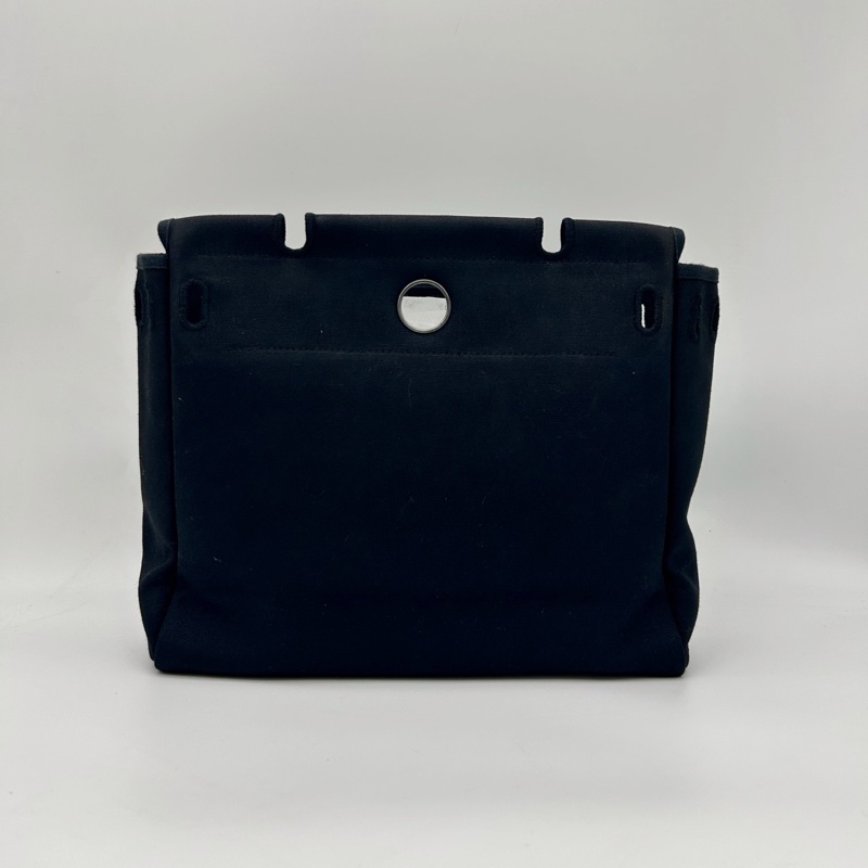 「JL精品代購」愛馬仕米色帆布拼皮2way herbag小號 附黑色替換袋-20