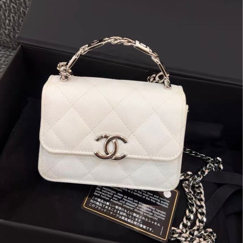 【97新 ✨ 全網最低價!】香奈兒Chanel Kelly mini 白銀 琺瑯手柄 荔枝皮(下單前先詢問庫存❗️)-2