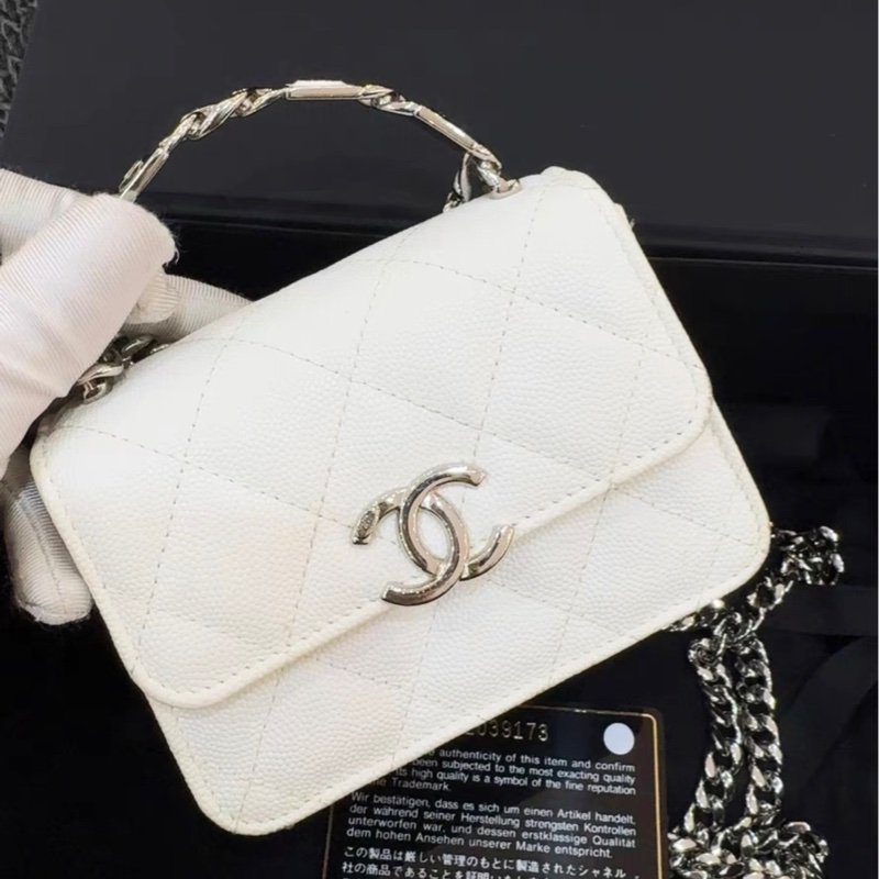 【97新 ✨ 全網最低價!】香奈兒Chanel Kelly mini 白銀 琺瑯手柄 荔枝皮(下單前先詢問庫存❗️)-3