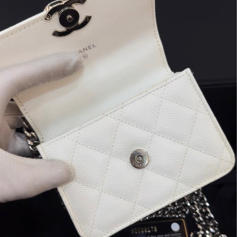 【97新 ✨ 全網最低價!】香奈兒Chanel Kelly mini 白銀 琺瑯手柄 荔枝皮(下單前先詢問庫存❗️)-8