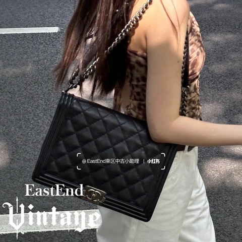 ✨Chanel leboy 黑銀牛皮中號 98新🖤