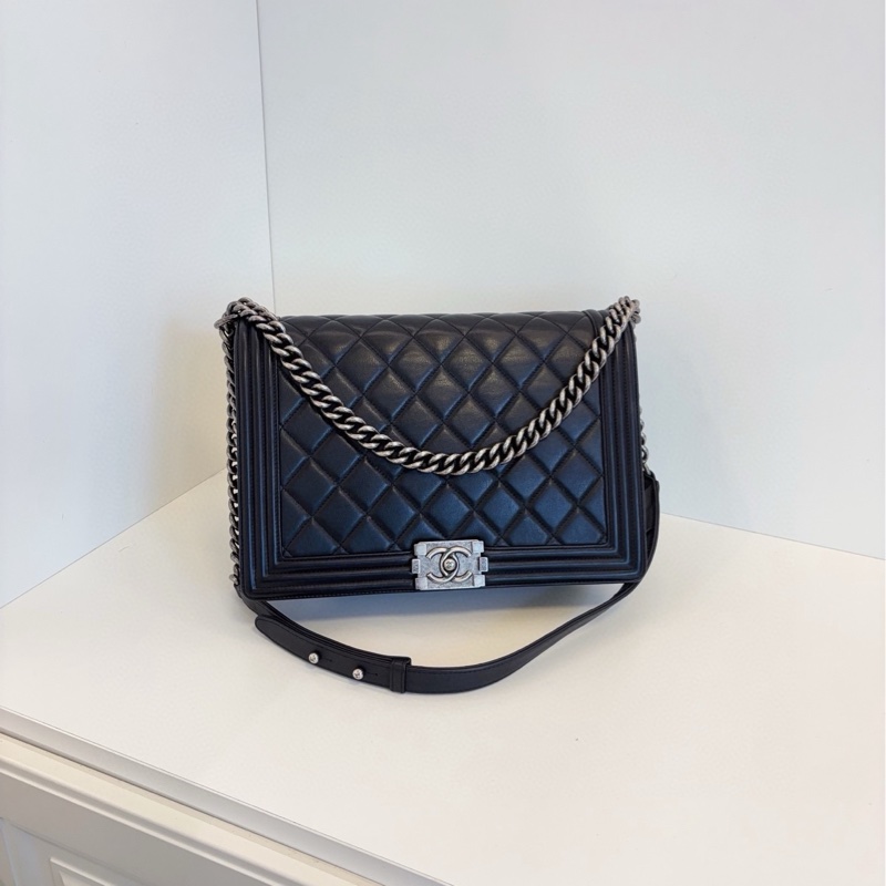 ✨Chanel leboy 黑銀牛皮中號 98新🖤-2