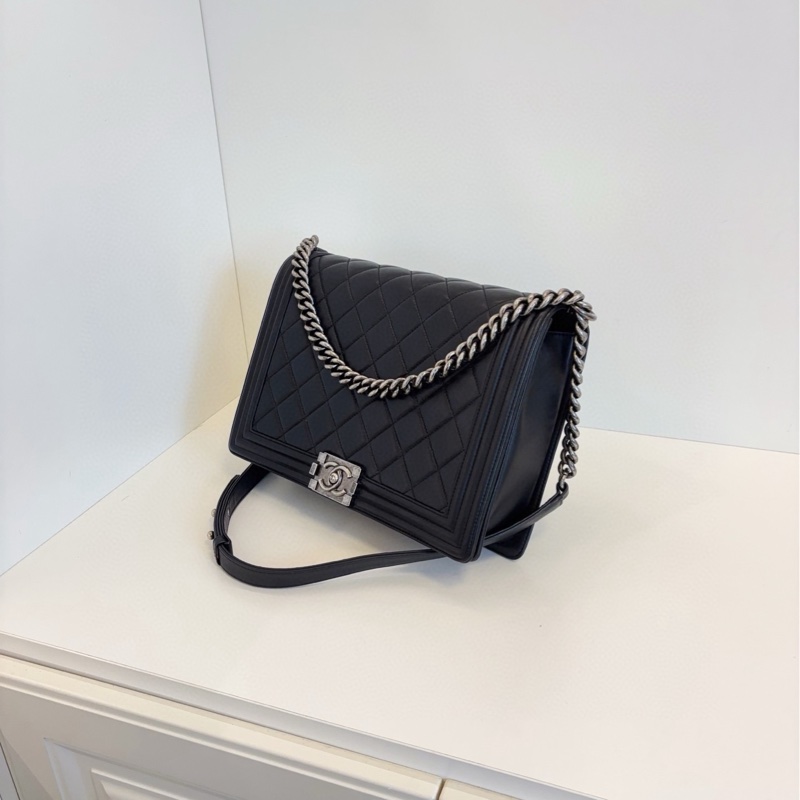 ✨Chanel leboy 黑銀牛皮中號 98新🖤-4