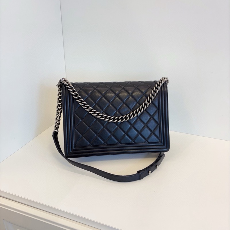 ✨Chanel leboy 黑銀牛皮中號 98新🖤-5