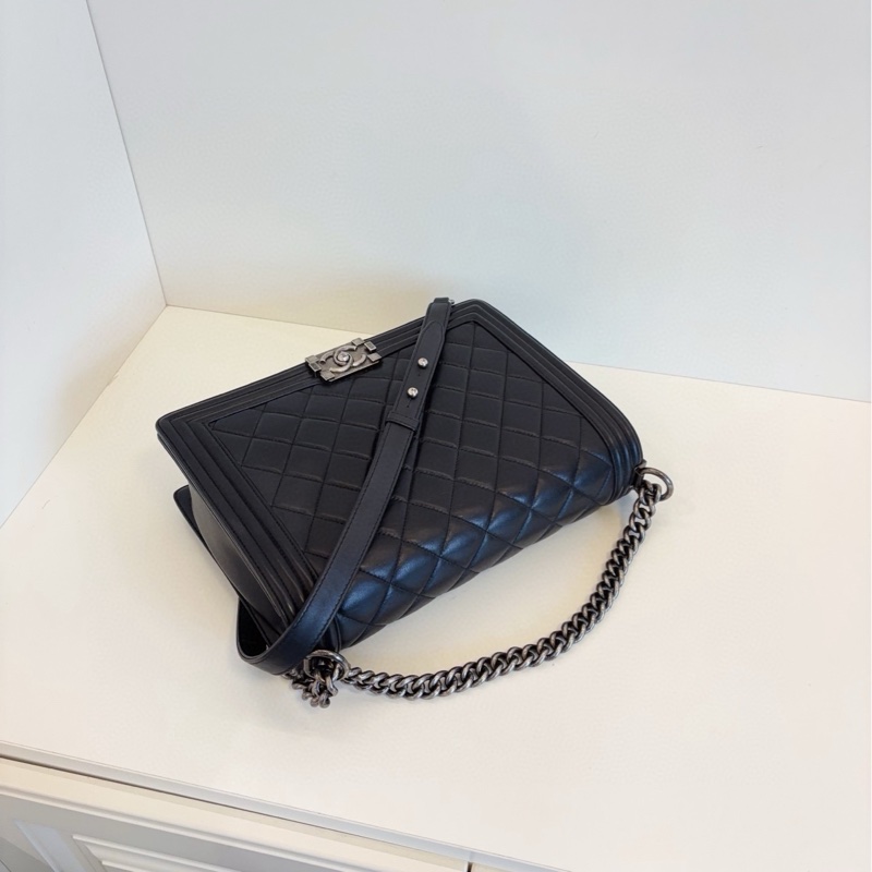 ✨Chanel leboy 黑銀牛皮中號 98新🖤-6