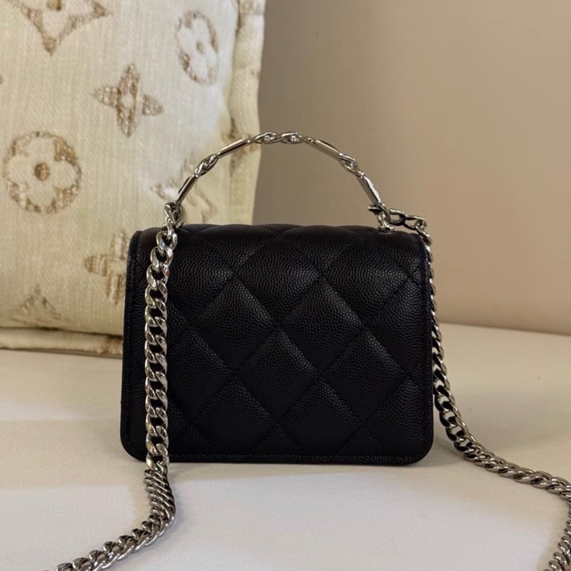 【97新 ✨ 全網最低價!】香奈兒Chanel Kelly mini 黑銀 琺瑯手柄 荔枝皮(下單前先詢問庫存❗️)-4