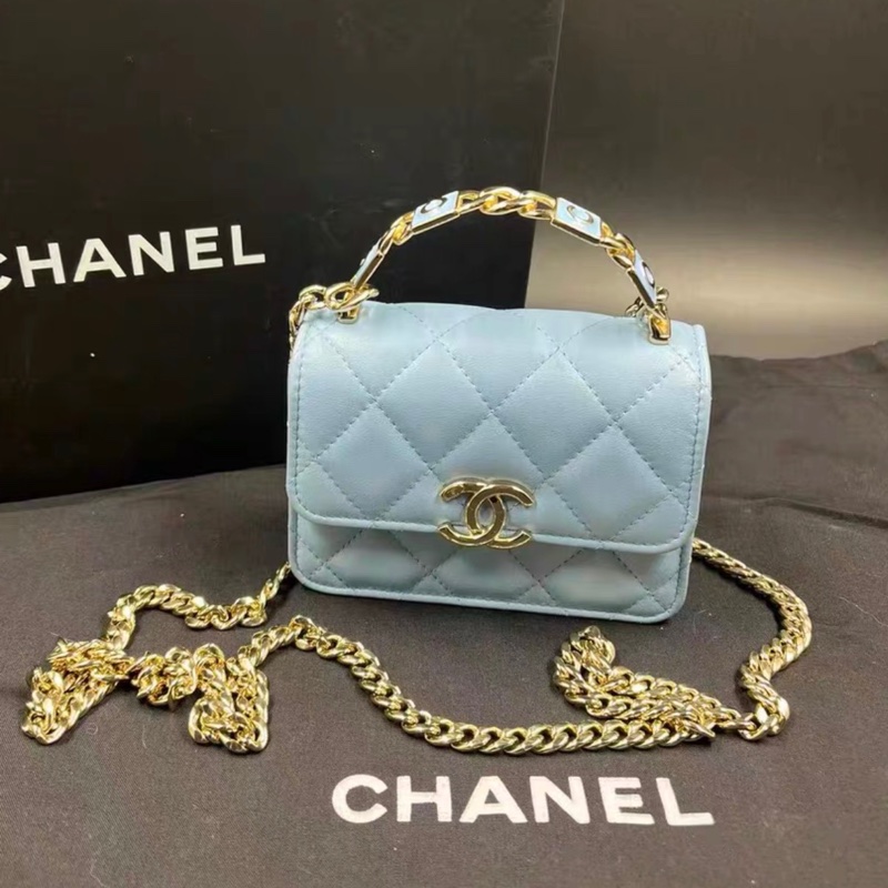 【97新 ✨ 全網最低價！】香奈兒Chanel Kelly mini嬰兒籃色 琺瑯手柄 羊皮（下單前先詢問庫存❗️）-0