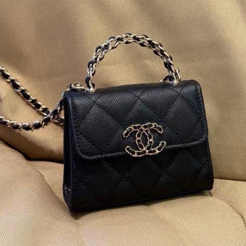 【97新 ✨ 全網最低價！】 Chanel 香奈兒23p黑金荔枝牛kelly mini芯片款（下單前先詢問庫存❗️）