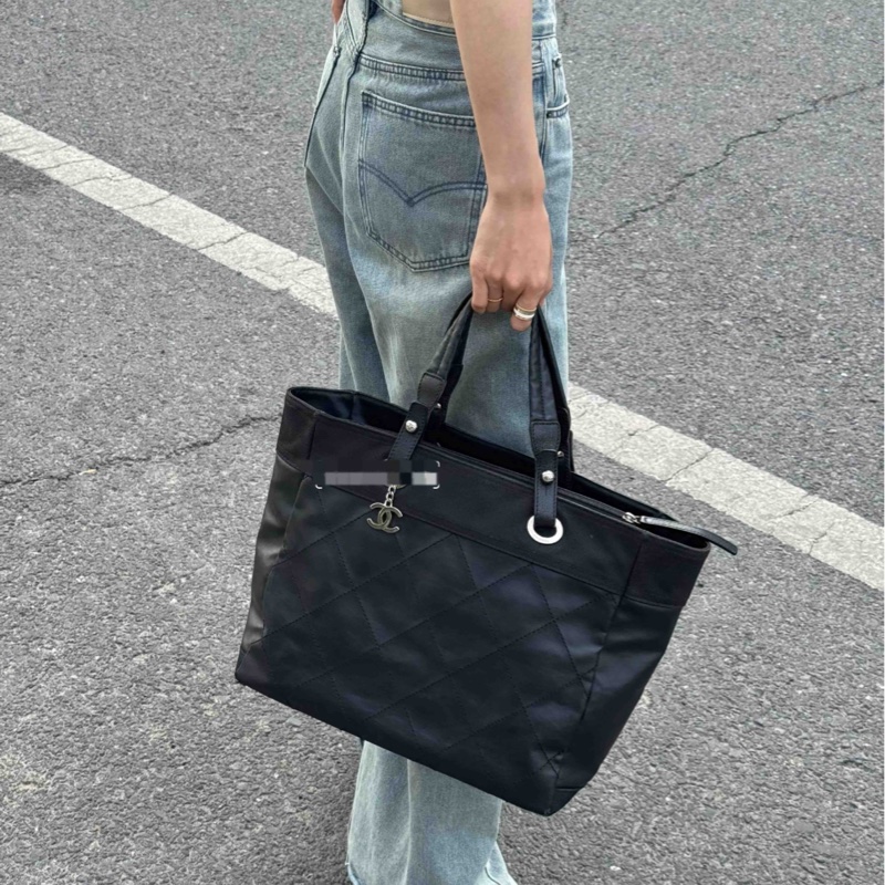 【復古型格✨ 90%新✨全網最低價】Chanel托特黑銀帆布 購物袋|手提包 大號-1