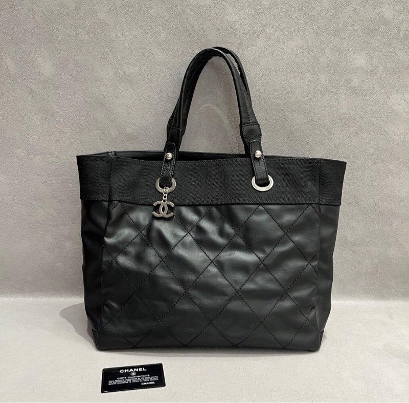 【復古型格✨ 90%新✨全網最低價】Chanel托特黑銀帆布 購物袋|手提包 大號-4