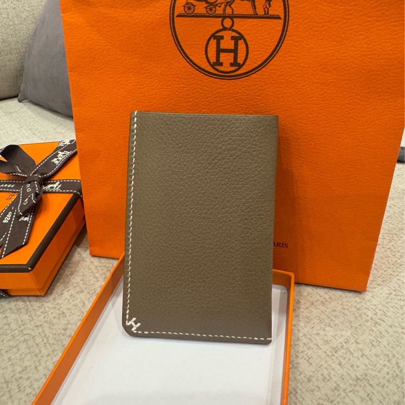 HERMES 愛馬仕  H 系列 皮革卡夾 大象灰-5