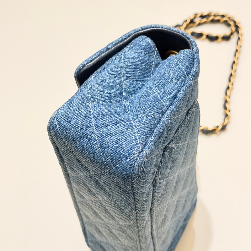 914intheair精品代購『限量品閒置』Chanel 香奈兒 漸層牛仔 大mini CF 20cm classic flag牛仔包-14