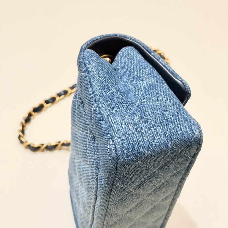 914intheair精品代購『限量品閒置』Chanel 香奈兒 漸層牛仔 大mini CF 20cm classic flag牛仔包-16