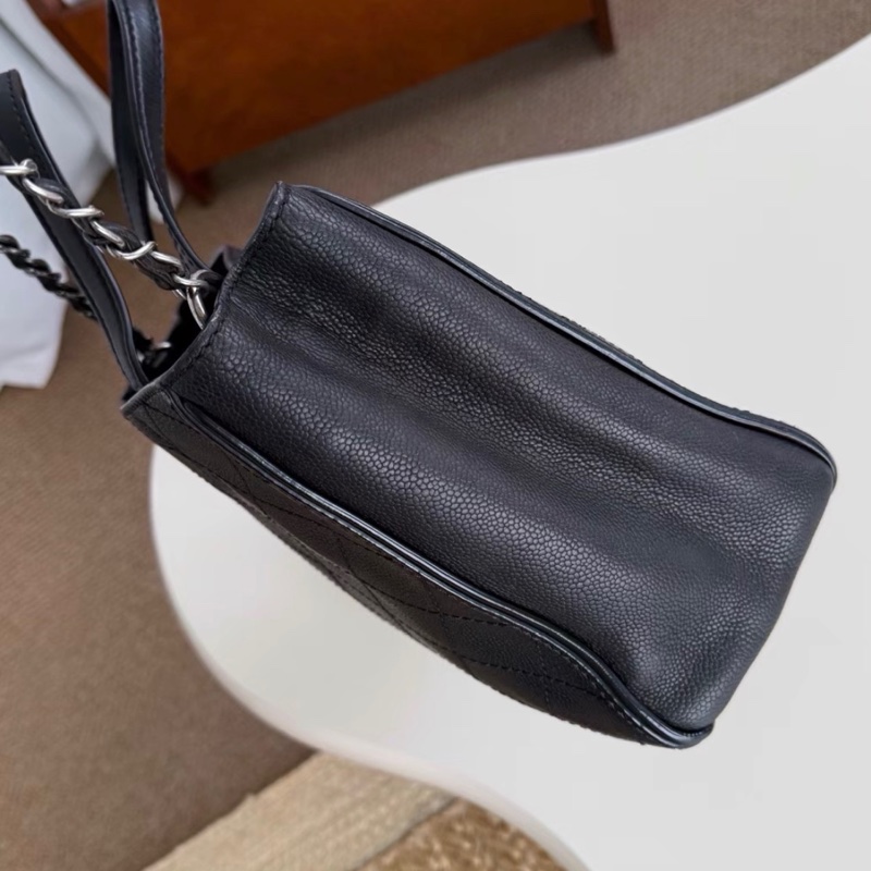 【97新 ✨ 全網最低價！】中古 Chanel香奈兒 黑銀琺瑯扣托特包小號 tote（下單前先詢問庫存❗️）-12