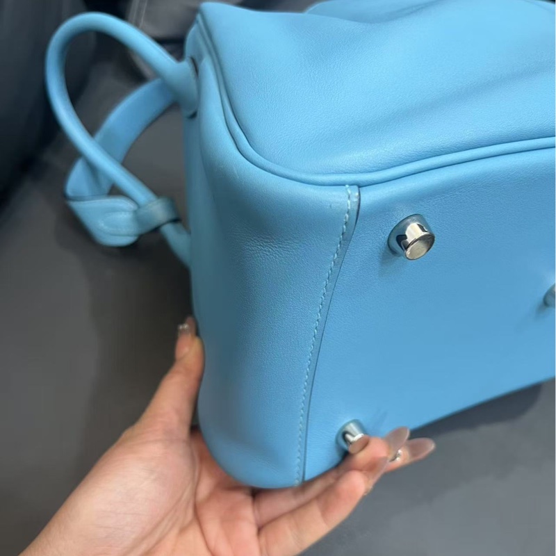 Hermes🌈Lindy 26🩵北方藍色內拼綠色銀扣🩵97.5新🌟Swift皮🌟愛馬仕🌟-3
