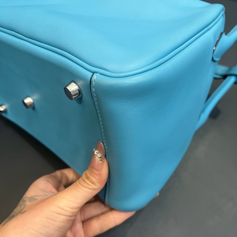 Hermes🌈Lindy 26🩵北方藍色內拼綠色銀扣🩵97.5新🌟Swift皮🌟愛馬仕🌟-4