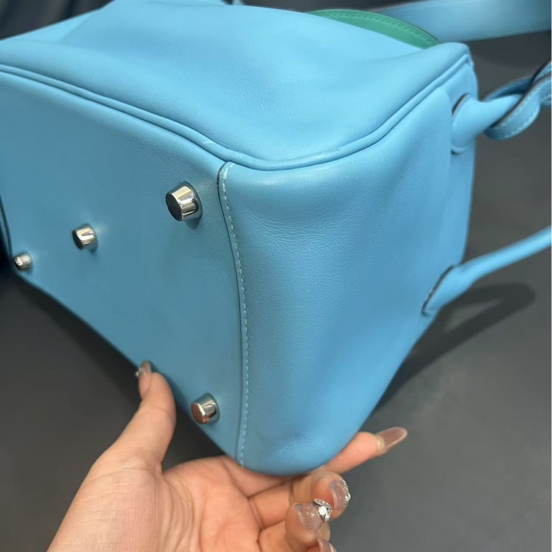 Hermes🌈Lindy 26🩵北方藍色內拼綠色銀扣🩵97.5新🌟Swift皮🌟愛馬仕🌟-5