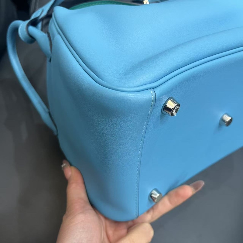 Hermes🌈Lindy 26🩵北方藍色內拼綠色銀扣🩵97.5新🌟Swift皮🌟愛馬仕🌟-6