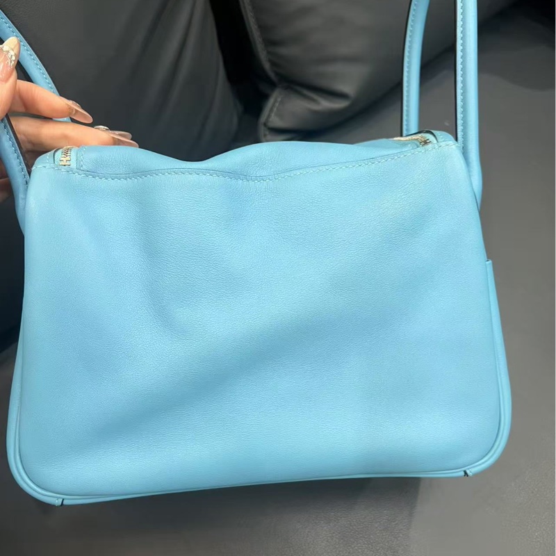 Hermes🌈Lindy 26🩵北方藍色內拼綠色銀扣🩵97.5新🌟Swift皮🌟愛馬仕🌟-9