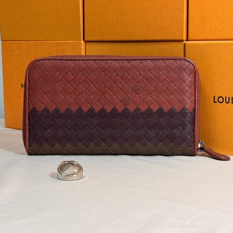 ✨99新 閒置未使用 BV bottega Veneta 印地安拼色編織 拉鏈8卡零錢袋 長夾