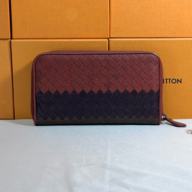 ✨99新 閒置未使用 BV bottega Veneta 印地安拼色編織 拉鏈8卡零錢袋 長夾-2