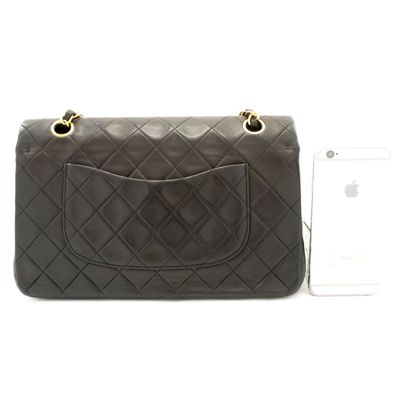 【日本直送】香奈兒經典雙蓋10吋鏈條單肩背包,黑色羊皮-2