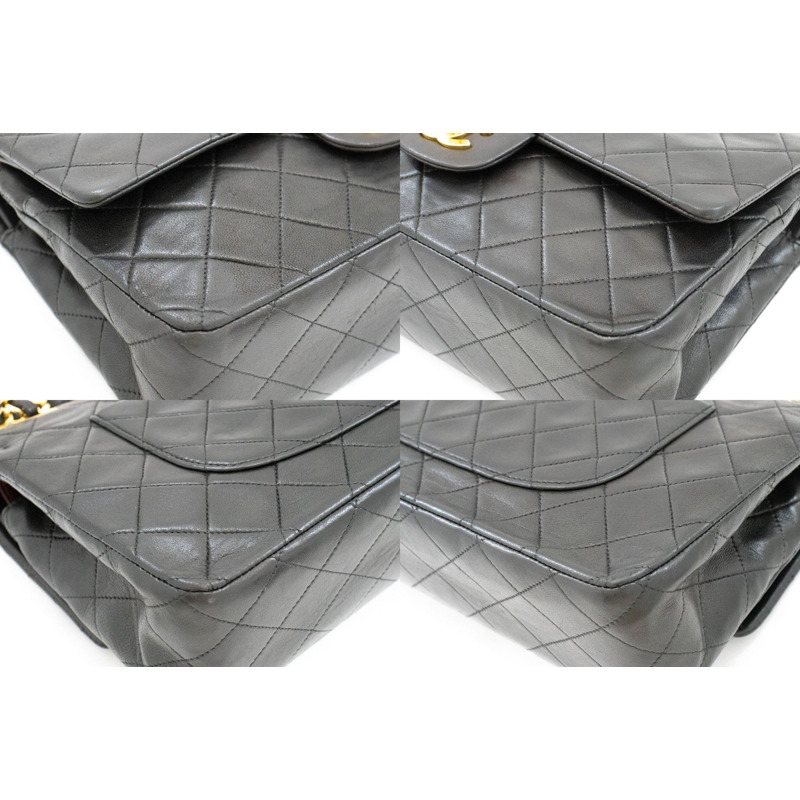 【日本直送】香奈兒經典雙蓋10吋鏈條單肩背包,黑色羊皮-5