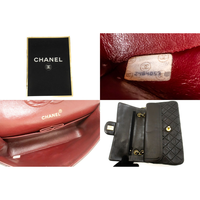 【日本直送】香奈兒經典雙蓋10吋鏈條單肩背包,黑色羊皮-8