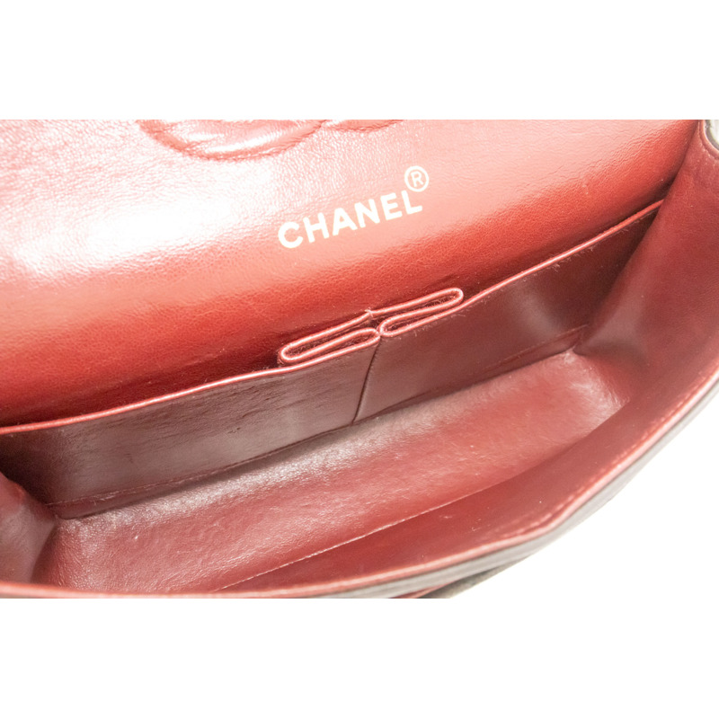 【日本直送】香奈兒經典雙蓋10吋鏈條單肩背包,黑色羊皮-9