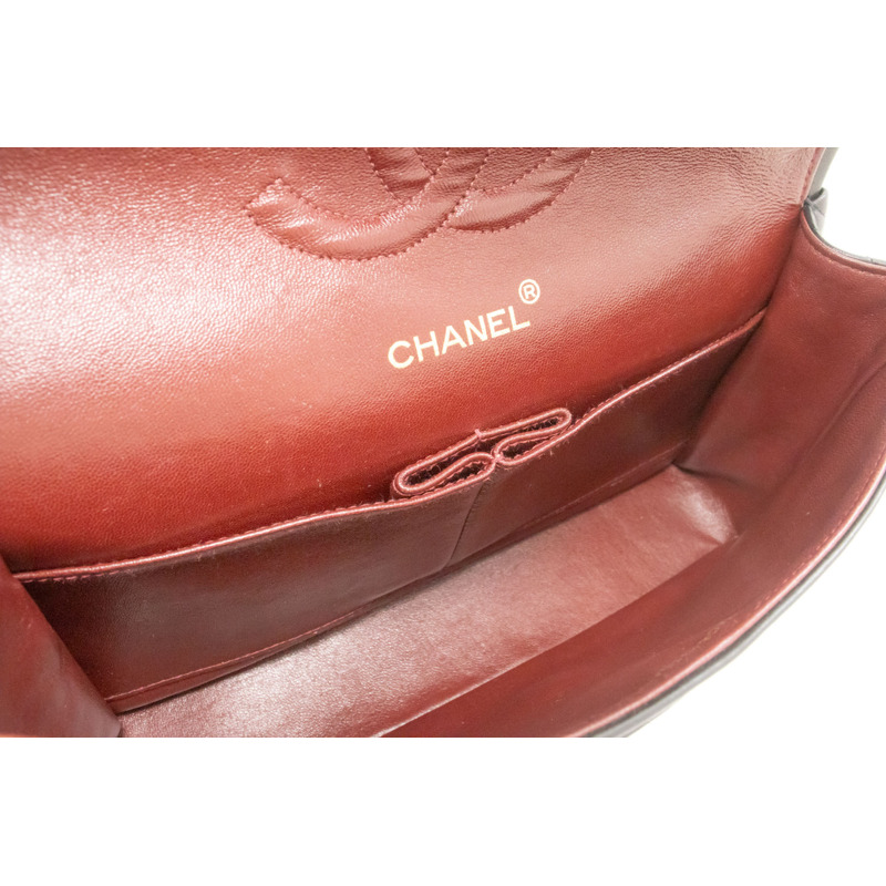 【日本直送】香奈兒經典雙蓋10吋鏈條單肩背包,黑色羊皮-9